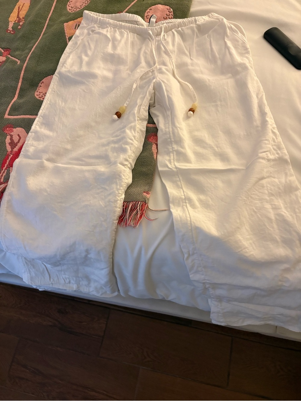 H&M White Linen Blend Pants
